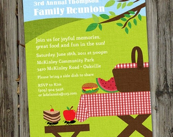 Picnic Basket Invitation, Picnic Party, Summer Park Party, PRINTABLE, Picnic Birthday Invitation, Fun Family Picnic Invitation,