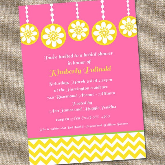 Pink Lemonade Themed Baby Shower Invitations 10