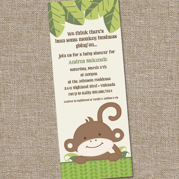 Monkey Themed Baby Shower Invitations Printable 3