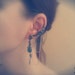 Silver Gothic Cuff Chain Earring With Blue Beads