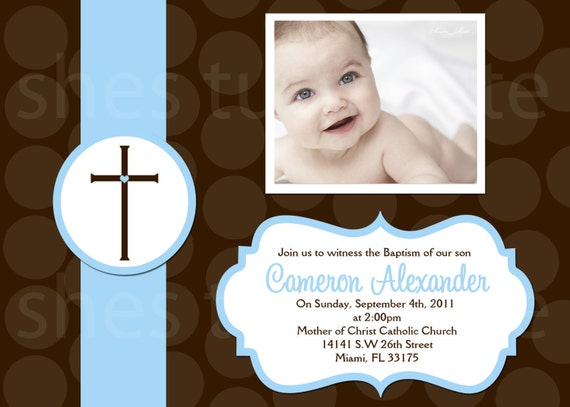 Boy's Baptism Invitations Digital File YOU-PRINT Il_570xn