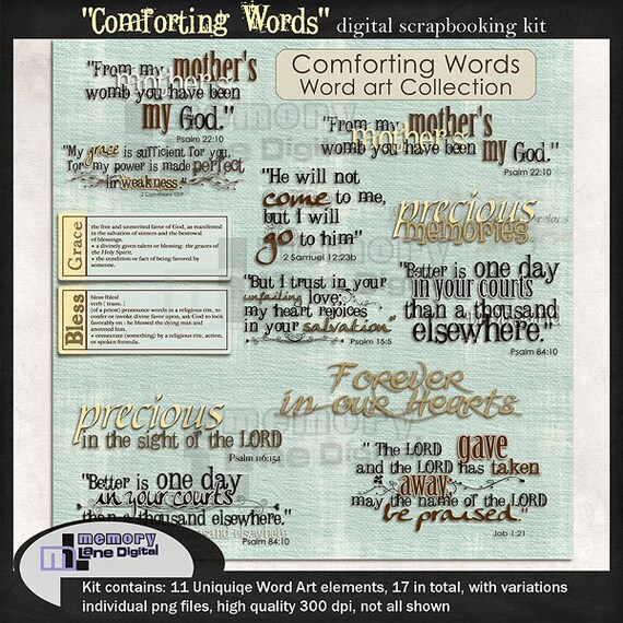 Items similar to Digital scrapbooking Word Art kit Words
