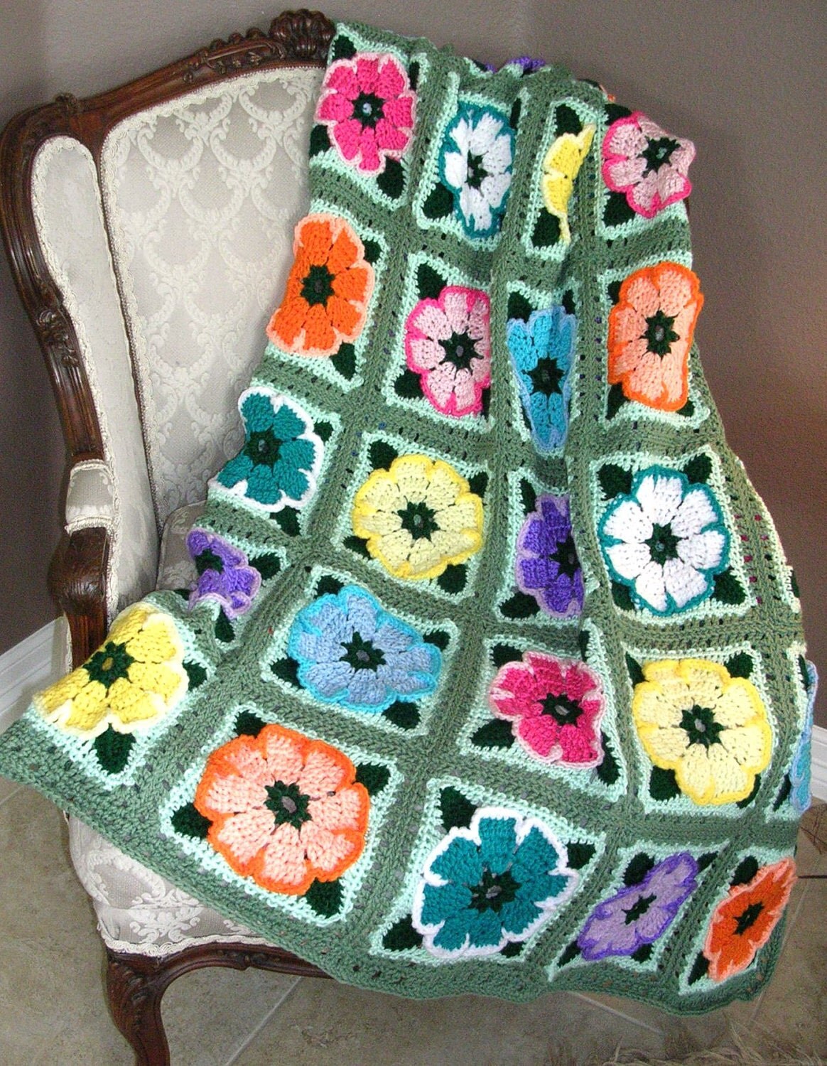 Crochet Afghan Flower Blocks