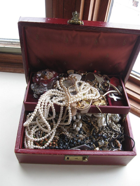 junk jewelry and box