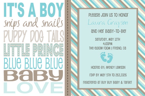 Items similar to Baby Boy Wording Shower Invitation on Etsy