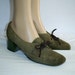 60s 8 AA N Style House Mod Suede Leather Lace Up SHOES Olive Avocado Green