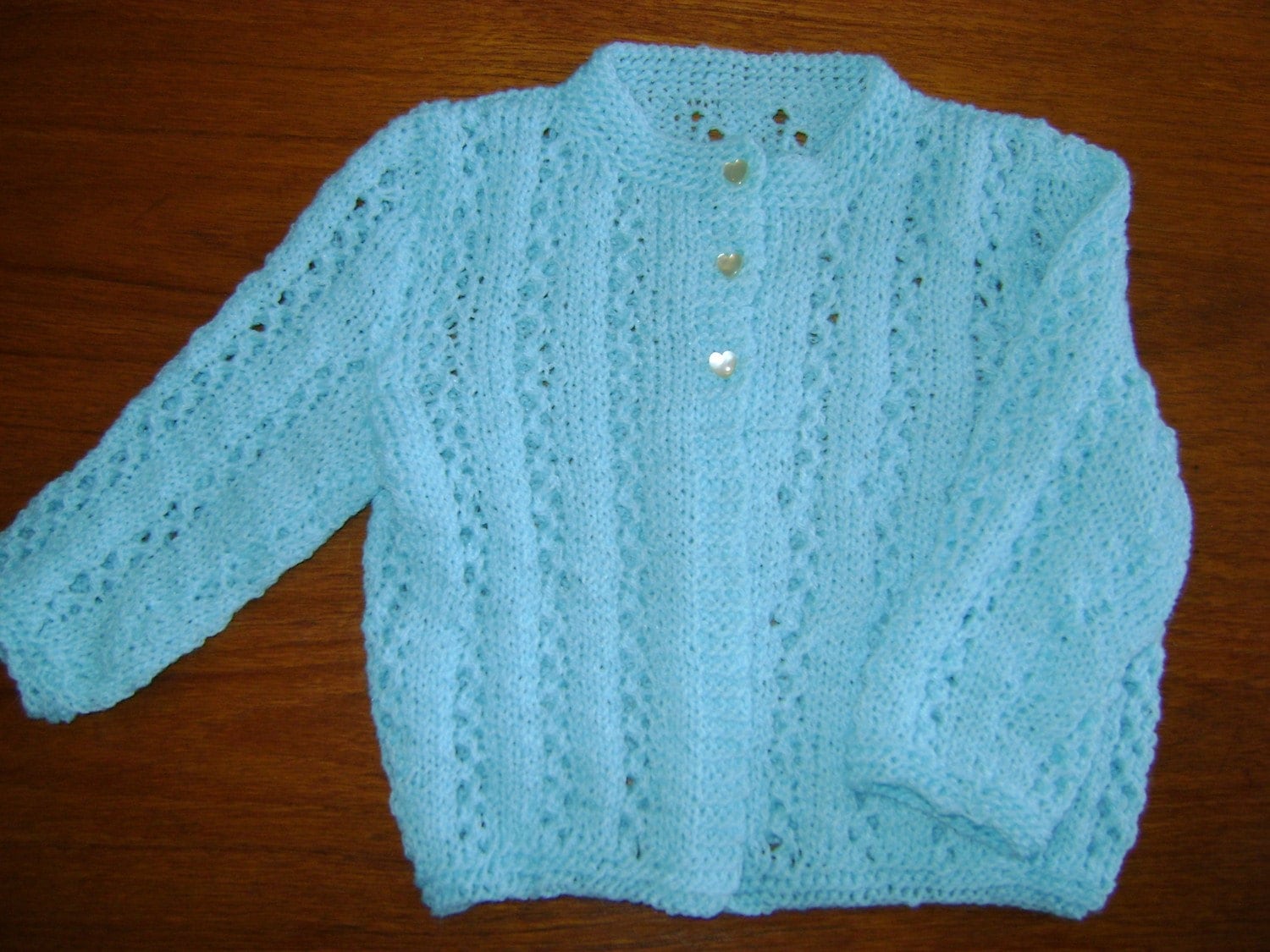 Aqua Hand Knitted Baby Sweater