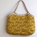 Linen purse Heather Ross Far Far Away II fabric, shoulder bag granny japanese style. Hobo bag, summer tote.