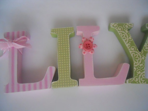 Custom stand up wood letters spelling out your child's