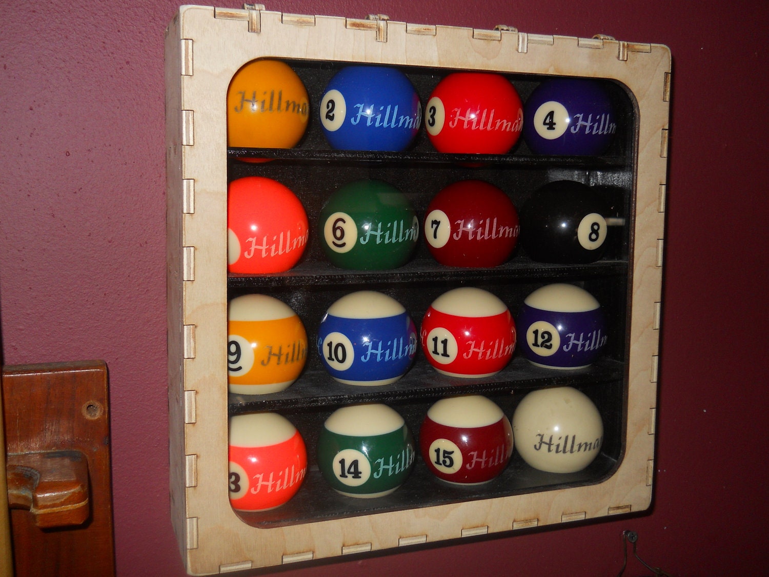 Custom engraved pool ball set.