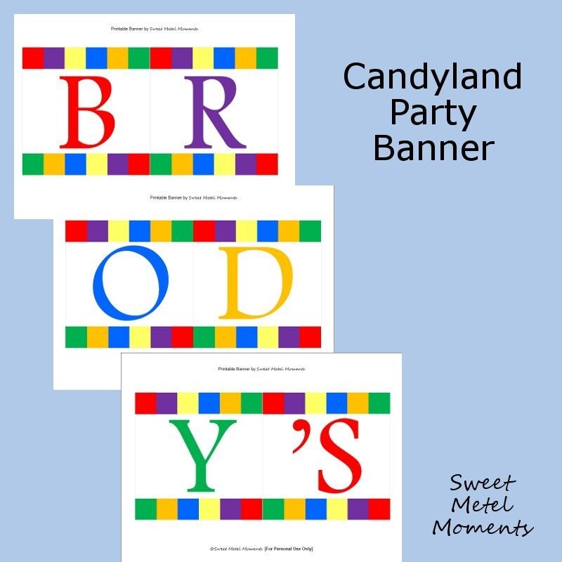 Candyland Birthday Printable Personalized Banner