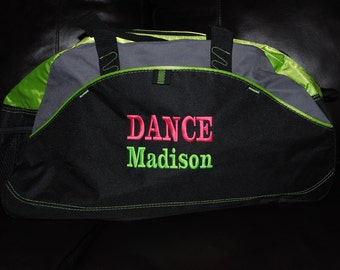 Embroidered Duffel Bag peronalized Gym Bag School Dance Tote Custom Cheer Gymnastics Monogrammed Large Bag two line