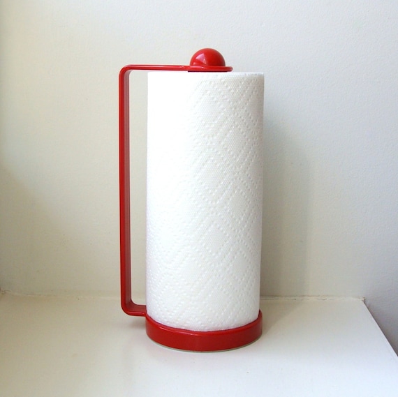 Mod Red Plastic Paper Towel Holder Countertop 1970's