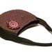 Pink Brown Elegant handbags with crocheted flower brooch