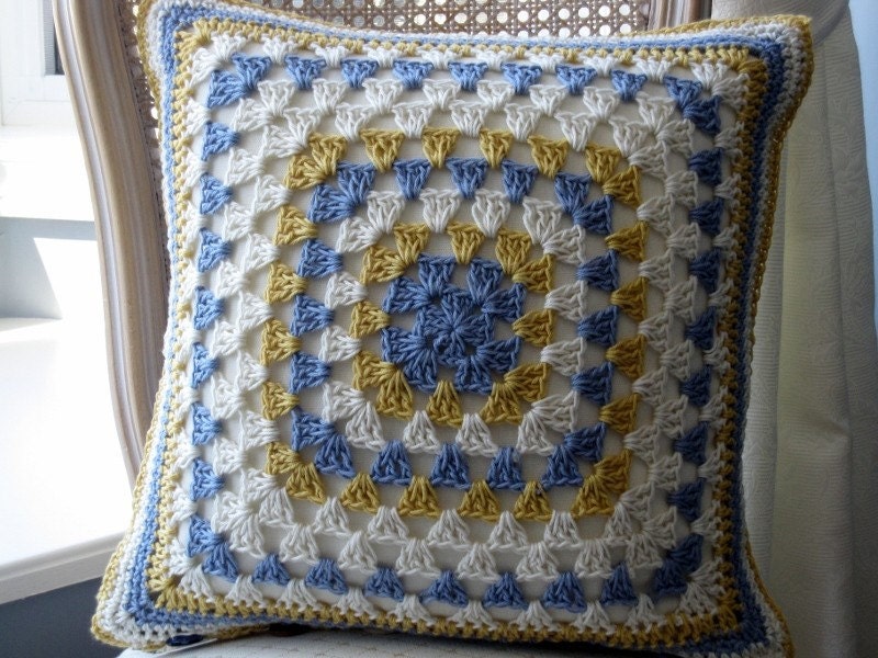 Crochet Granny Square Cushion Cover 16x16