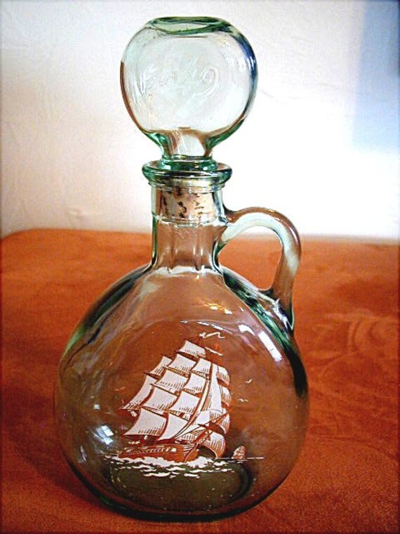Old Fitzgerald Flagship Whiskey Decanter with Stopper Green