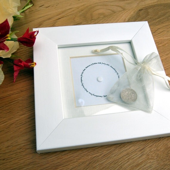 Lucky sixpence bridal shower keepsake gift personalised custom