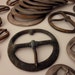 SALE --collection of 42 vintage LARGE buckles and rings - anchor, brass, nickel, assemblage, patina, 1960s, 1970s