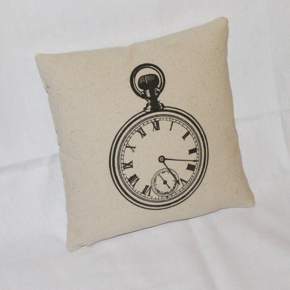 Items similar to 12" Pocket Watch Canvas Pillow Cover on Etsy