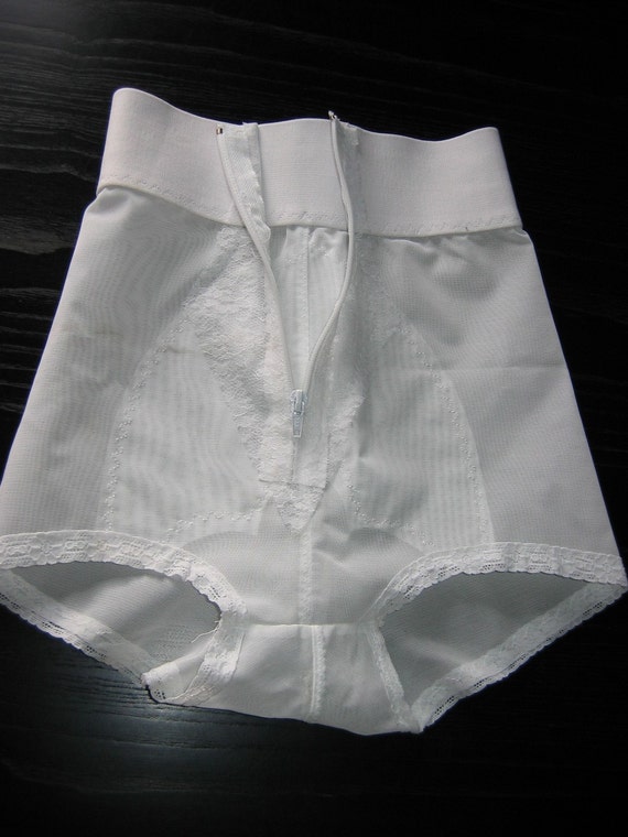 Sheer Panty GIRDLE. Sexy Pin up. White Vintage Stretch. Size