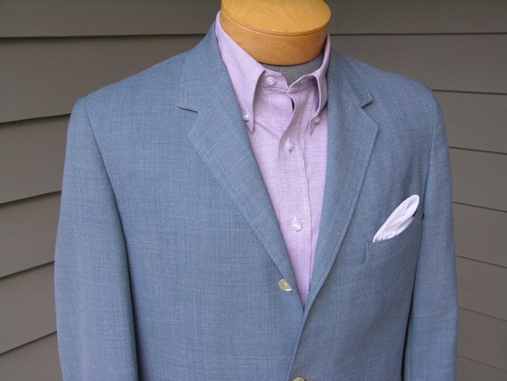 vintage 60's Men's summer sport coat. Blue chambray by StyleStash