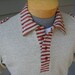 vintage 1970's Men's short sleeve Knit shirt. Sage with striped collar and epaulets. Medium