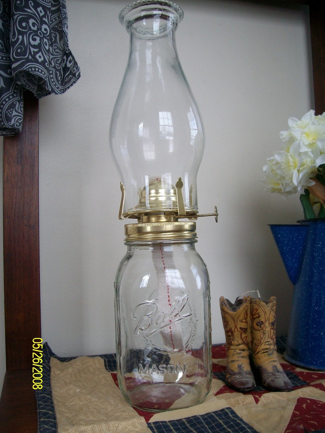 Ball mason jar oil lamp