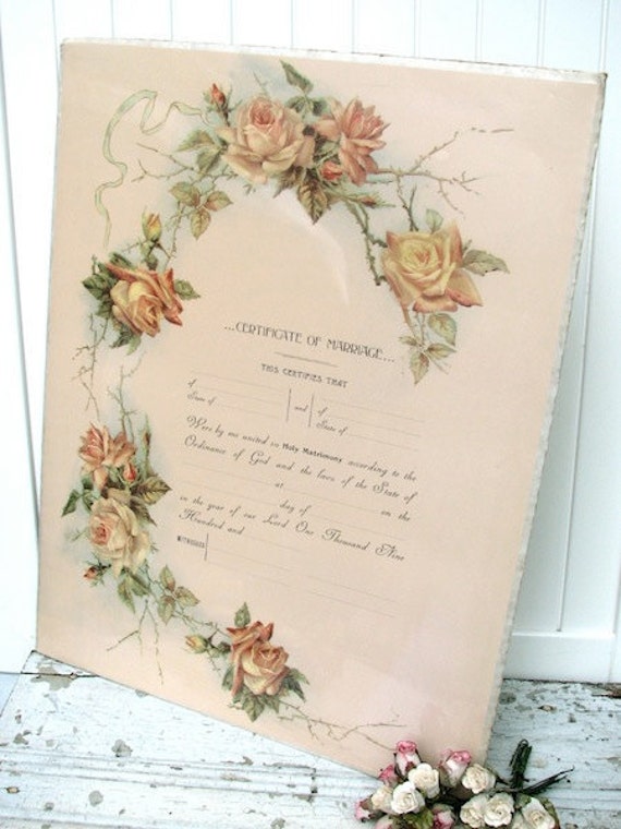 items-similar-to-vintage-blank-marriage-certificate-roses-shabby