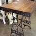 Re-purposed Antique Black Iron Pedestal with Handsome Butcher Block 'Demi-Size' Work Table