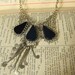 Indian Silver and Dark Blue Gemstone necklace, adjustable, Bohemian Styling.