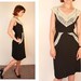 sale item...1940's Lace Collar Dress, Exquisite Vintage, Small, Hand Embroidered Black and White Cotton and Lace
