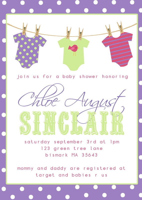 Items similar to Onesies Clothesline Baby Shower Invitation (printable ...