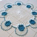 Vintage Turquoise & White Doily 3-D Flower Table Topper