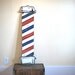 Large Wooden Vintage Hand painted Barber Shop Pole Sign // 38" Tall