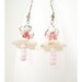Pink White Earrings Ballerina