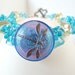 Blue Dragonfly Bracelet, Czech Glass Button, Sparkling Glass Beads