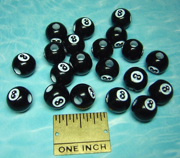 12mm Plastic 8 Ball Billard Pool Beads Lot of 20