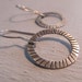 Sterling silver earrings - hand forged and hand textured dangling hoop, artisan metalsmith earrings, hand fabricated, made to order