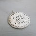 Surf jewelry LIVE, SURF, LOVE Hand stamped surfer pendant necklace in sterling silver