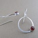 RESERVED for E- Hand forged Hoops with a bezel set 6mm stone -Carnelian or turquoise or black pyrite- sterling silver handmade earrings