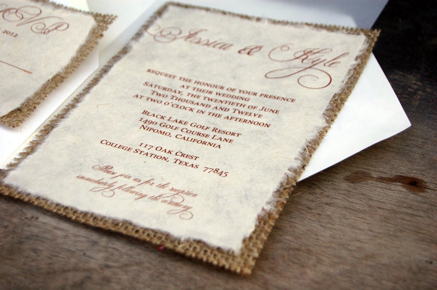 Burlap Diy Wedding Invitations 2