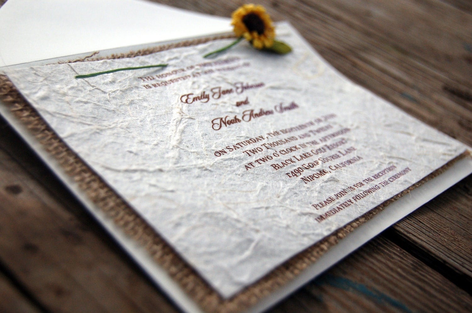 Burlap Diy Wedding Invitations 3