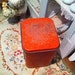 Vintage Beautiful Rusty Red Wastebasket - Flip Top Waste Basket - Trash Can - Shabby Chic - French Farmhouse