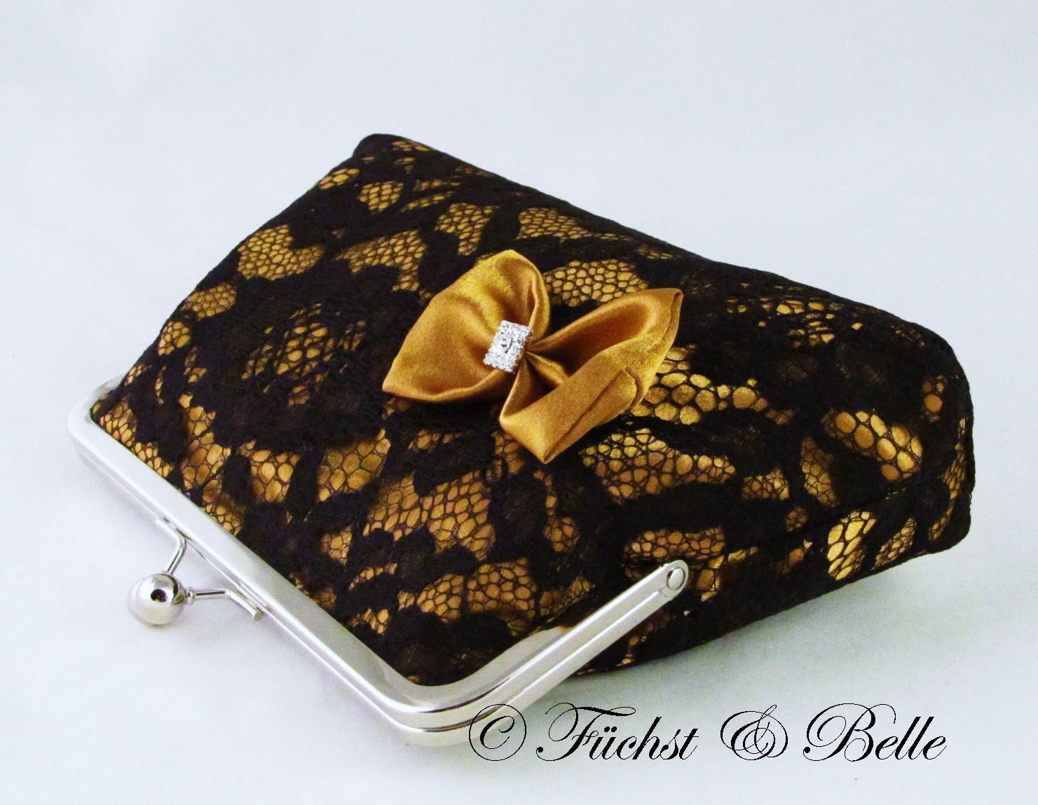 black clutch with gold detail