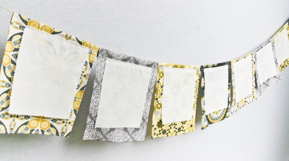 Wish Flags, Party Fabric Banner Bunting, Wedding Guest Book Alternative, Grey Yellow Garland, Baby Shower , Blessingways Il_570xn