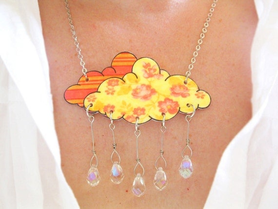 Bright Crystal Cloud Necklace Women Tangerine Orange Rain Shower ...