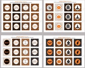 SALE DIY Halloween Elegant Printable Party Circles 2in Cupcake Toppers 16 designs 48 orange black grey Il_170x135