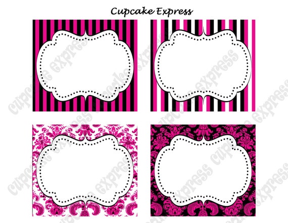 Items similar to DIY Hot pink Black & White Damask Stripe PRINTABLE ...