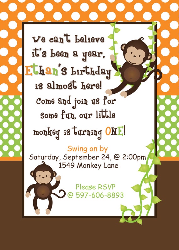 Free Printable Monkey Birthday Invitations 4