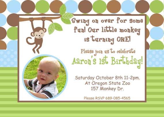 DIY Safari Birthday Collection PRINTABLE Party Invitation Photo 5x7 monkey lion Il_570xn